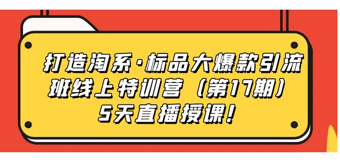 打造淘系·标品大爆款引流班线上特训营5天直播授课!