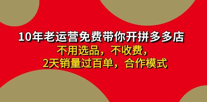 拼多多-合作开店日入4000+两天销量过百单,无学费、老运营教操作、小白…
