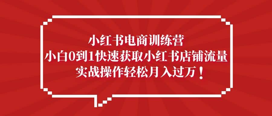 小红书电商训练营,小白0到1快速获取小红书店铺流量