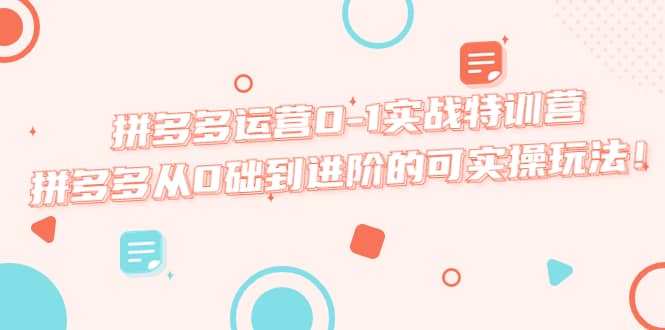 拼多多运营0-1实战特训营,拼多多从0础到进阶的可实操玩法