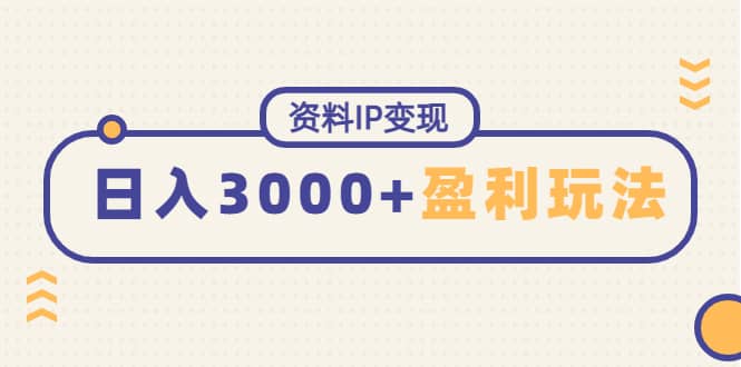 资料IP变现,持续性盈利玩法
