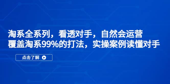 淘系全系列,看透对手,自然会运营,覆盖淘系99%·打法,实操案例读懂对手
