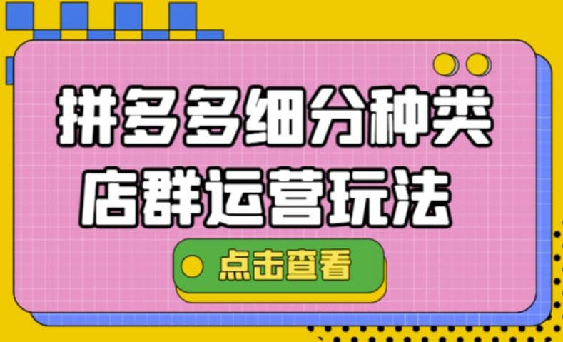 拼多多细分种类店群运营玩法3.0,11月最新玩法,小白也可以操作