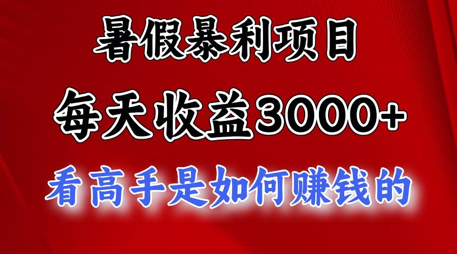 暑假暴利项目,每天收益3000+ 努努力能达到5000+,暑假大流量来了