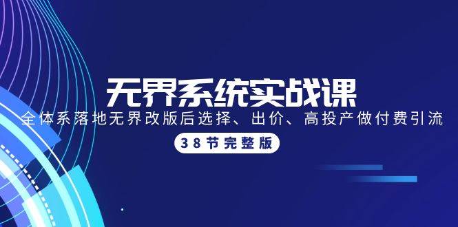 无界系统实战课:全体系落地无界改版后选择、出价、高投产做付费引流-38节