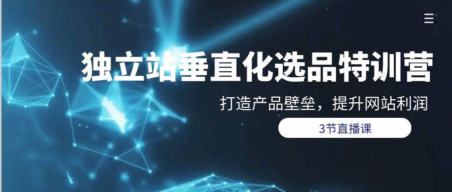 独立站-垂直化选品训练营,打造产品壁垒,提升网站利润(3节直播课)