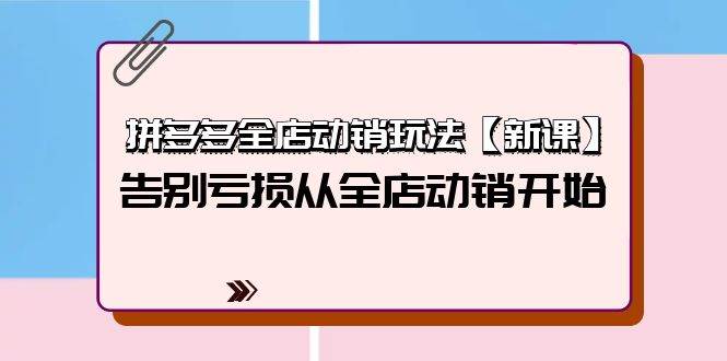 拼多多全店动销玩法【新课】,告别亏损从全店动销开始(4节视频课)