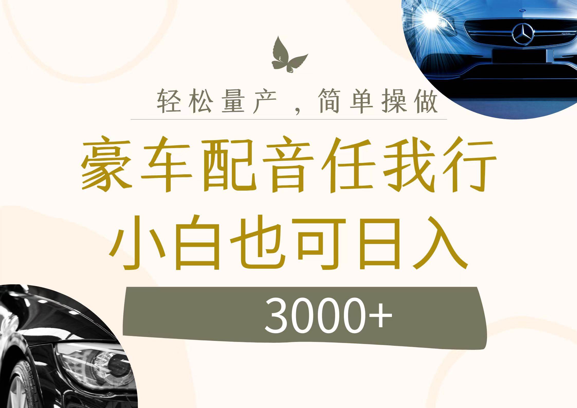不为人知的暴力小项目,豪车配音,日入3000+
